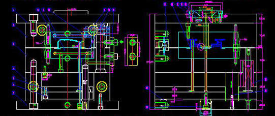 injection mold top&right view