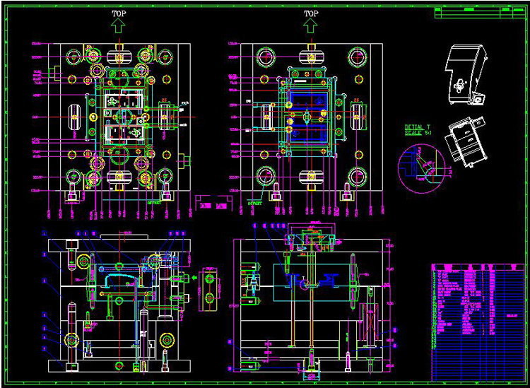 2D assembly drawing of injection mould